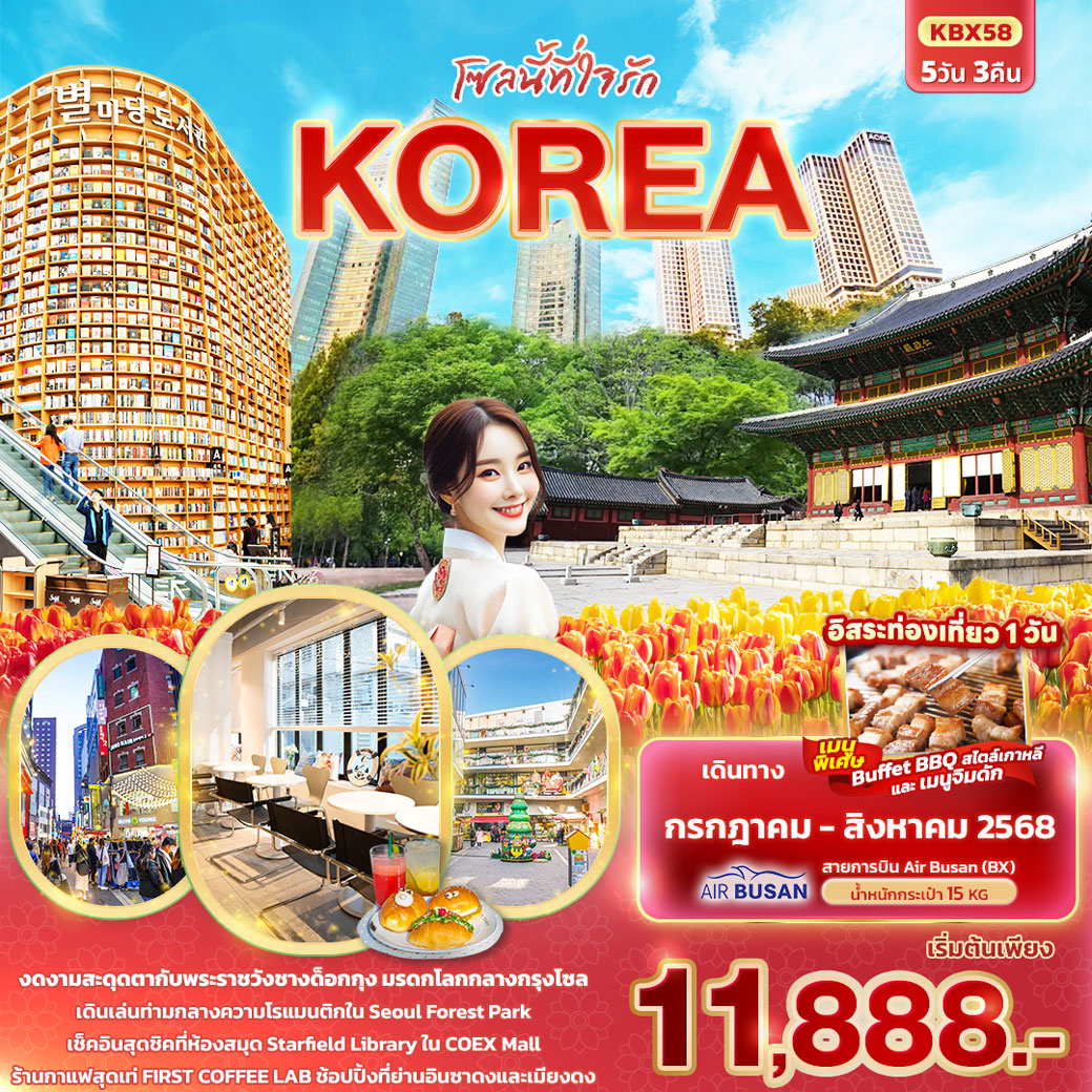 ทัวร์เกาหลี โซลนี้ที่ใจรัก KOREA 5วัน 3คืน (BX)