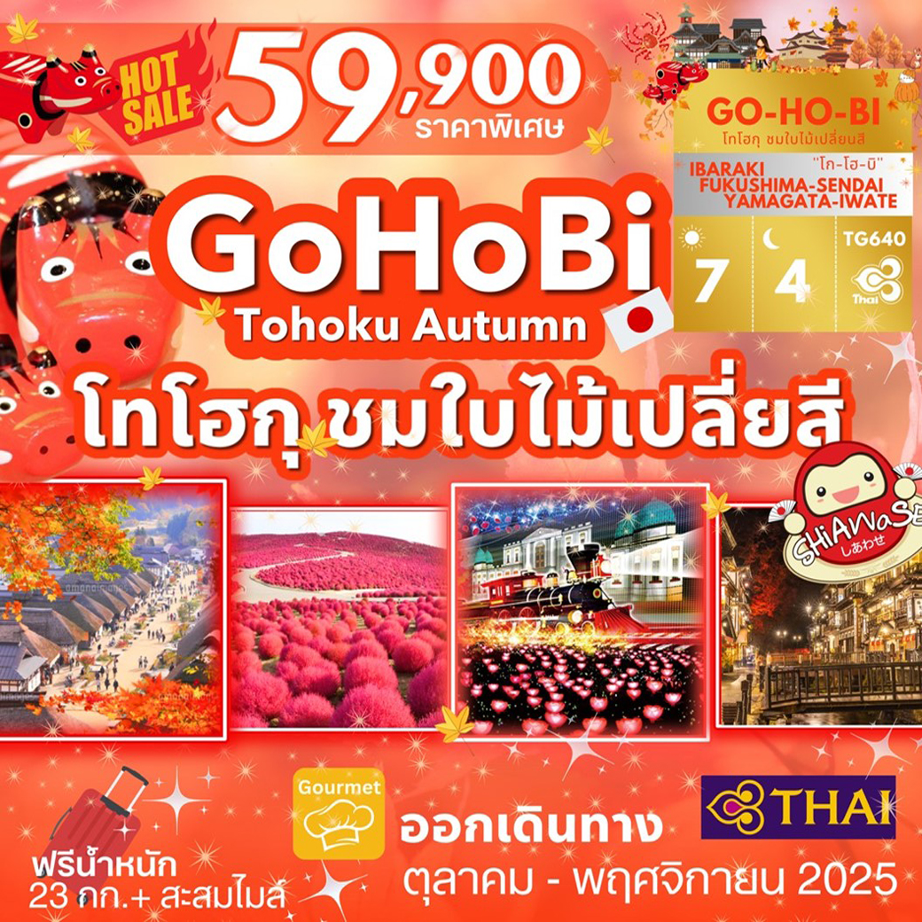 ทัวร์ญี่ปุ่น TOHOKU AUTUMN ILLUMINATION FAMILY TOUR 7วัน 4คืน (TG)
